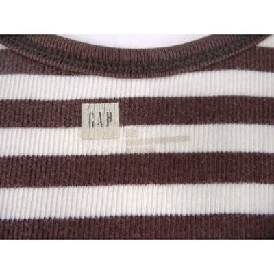 Gap Women Striped Tank Top Brown White Ribbed Racerback Casual Size XS - Thumbnail 2