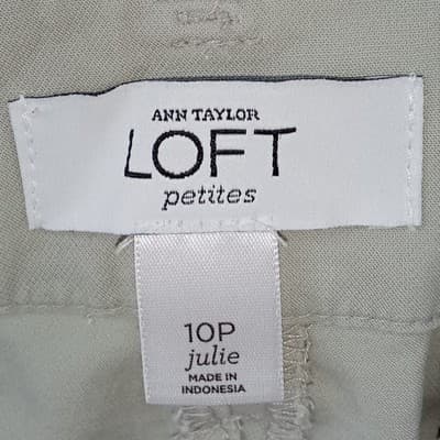 Ann Taylor LOFT Petites Julie Crop Pants Light Khaki Stone Size 10P - Thumbnail 2