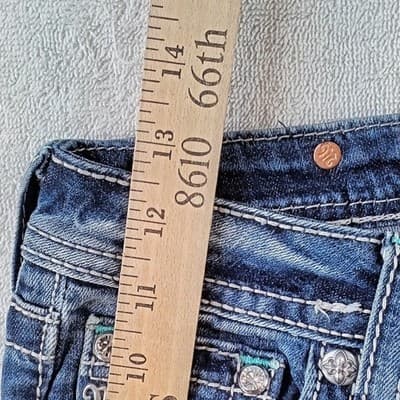 Miss Me Girls Size 16 Bermuda Cut-Off Denim Shorts Dark Wash Embroidered - Thumbnail 5