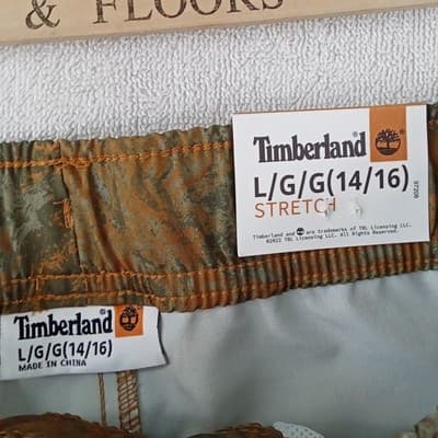 NWT-Timberland Youth Camo Marble Stretch Shorts Green Rust Size L 14/16 MSRP $44 - Thumbnail 2