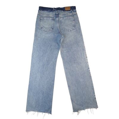 ZARA Women Straight Leg Jeans Light Wash Distressed Raw Hem Size 6 - Thumbnail 3