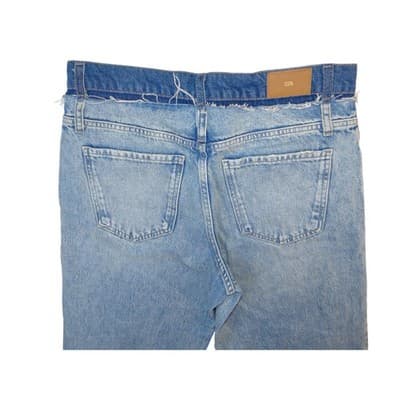 ZARA Women Straight Leg Jeans Light Wash Distressed Raw Hem Size 6 - Thumbnail 7