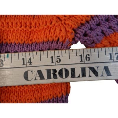 Daphnea Paris Striped Crochet Knit Top Orange Purple Short Sleeve Women S - Thumbnail 6