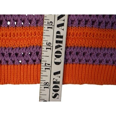 Daphnea Paris Striped Crochet Knit Top Orange Purple Short Sleeve Women S - Thumbnail 5