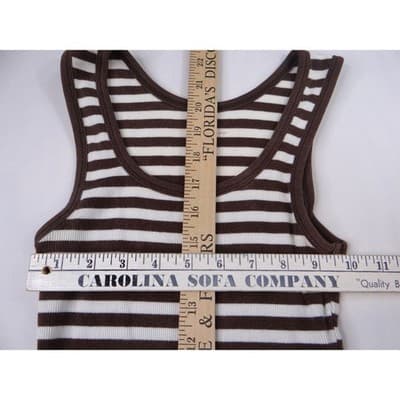 Gap Women Striped Tank Top Brown White Ribbed Racerback Casual Size XS - Thumbnail 4