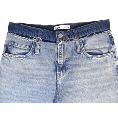 ZARA Women Straight Leg Jeans Light Wash Distressed Raw Hem Size 6 - Thumbnail 6