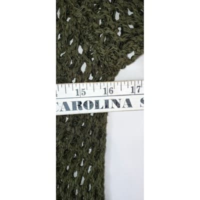 Chic Open Knit Zip Front Cardigan Olive Green Womens Lightweight Layering - Thumbnail 4
