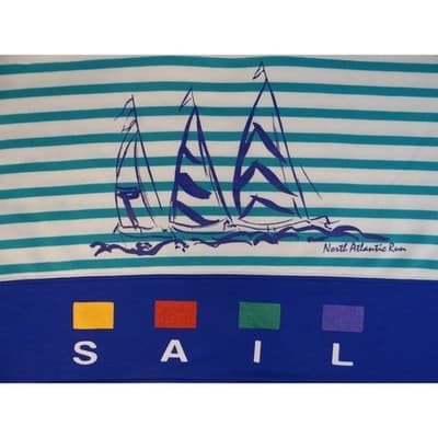 Vintage Custom Club International Sailboat Graphic Stripe T Shirt Mens Large - Thumbnail 2