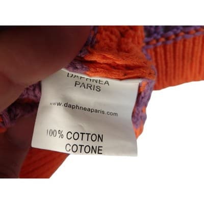 Daphnea Paris Striped Crochet Knit Top Orange Purple Short Sleeve Women S - Thumbnail 3