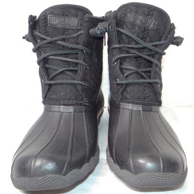Sperry Saltwater Quilted Cable Knit Duck Boots Black Womens 8.5 M STS97183 - Thumbnail 3