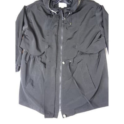 Giorgio Morandi Black Hooded Drawstring Parka Jacket Women's 1X - Thumbnail 3