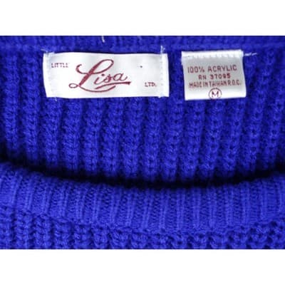 Vintage Little Lisa Ltd Royal Blue Ribbed Knit Sweater Long Sleeve Women's Med - Thumbnail 2