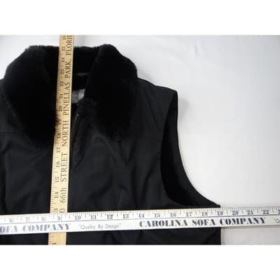 Ann Taylor Petites Black Faux Fur Collar Zip Vest Women Size LP - Thumbnail 9