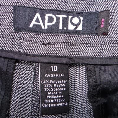 Apt 9 Womens Grey Herringbone Dress Pants Bootcut Size 10 Regular Stretch Work - Thumbnail 2