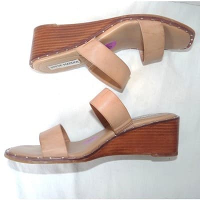 Steve Madden Henrietta Tan Studded Wedge Sandals HNRT01S1 Mens 8.5M - Thumbnail 2
