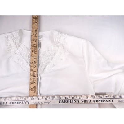 Vintage Kathie Lee Collection Womens Small White Lace Trim Button Front Blouse - Thumbnail 4