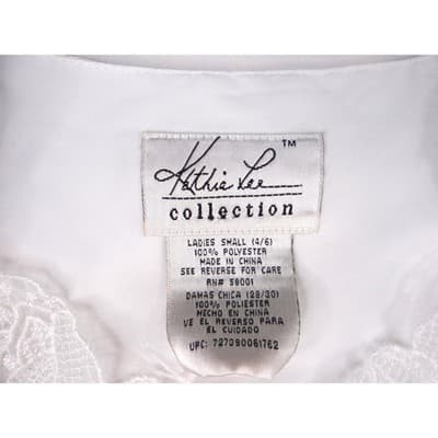 Vintage Kathie Lee Collection Womens Small White Lace Trim Button Front Blouse - Thumbnail 2