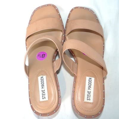 Steve Madden Henrietta Tan Studded Wedge Sandals HNRT01S1 Mens 8.5M - Thumbnail 5
