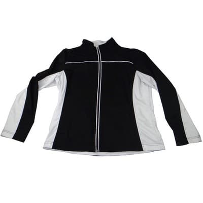 Womens Black White Colorblock Full Zip Track Jacket Size Large Athletic