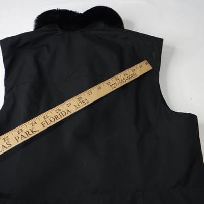 Ann Taylor Petites Black Faux Fur Collar Zip Vest Women Size LP - Thumbnail 4