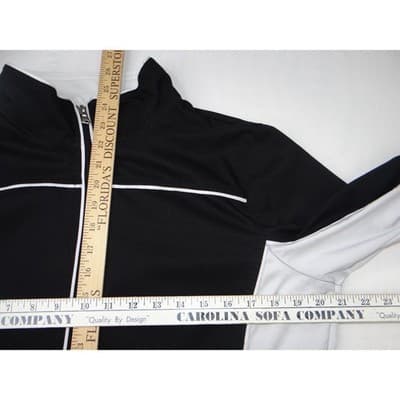 Womens Black White Colorblock Full Zip Track Jacket Size Large Athletic - Thumbnail 7