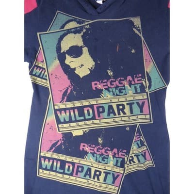 Chesley Womens 2X Black Red Reggae Night Wild Party Graphic Hooded Dress - Thumbnail 4