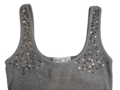 Vintage Denim & Co. Grey Embellished Tank Top - Thumbnail 2