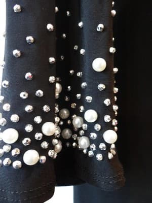NWT Annalee and Hope Elegant Black Dress with Pearl and Rhinestone Sleeves - Thumbnail 4