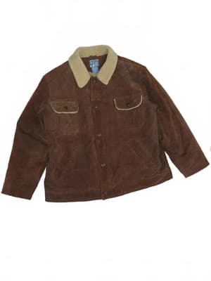 Stag Hill by Haband Men's Brown Leather Jacket with Sherpa Collar Size XL