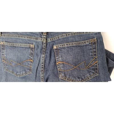 Y2K Vintage NWT Faded Glory Flare Jeans Petite Size 12 Blue Denim Stretch Pants - Thumbnail 7