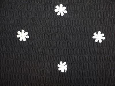 Y2K Crave Fame Black Off-Shoulder Smocked Top with White Floral Embroidery XL - Thumbnail 3