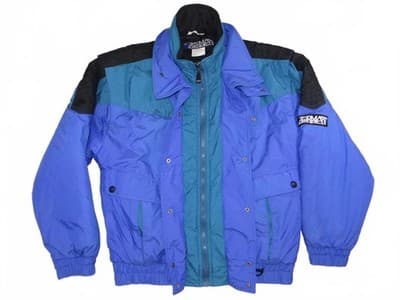 VTG Zermatt Men's Blue and Teal Nylon Winter Jacket - Med - Thumbnail 2