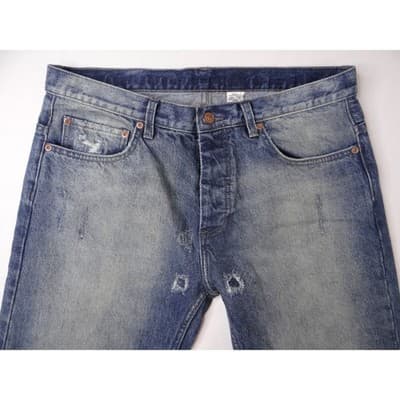 Marc Jacobs Men's Distressed Blue Denim Jeans Button Fly Straight Leg Size 36 - Thumbnail 2