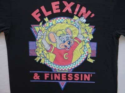 Black Graphic T-Shirt with Flexin' & Finessin' Design - Thumbnail 3