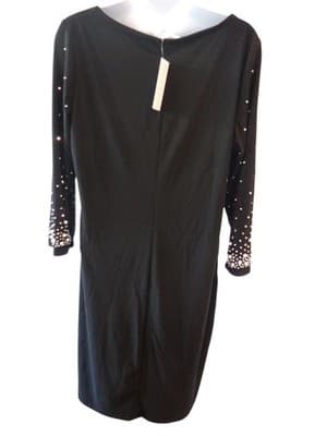 NWT Annalee and Hope Elegant Black Dress with Pearl and Rhinestone Sleeves - Thumbnail 2