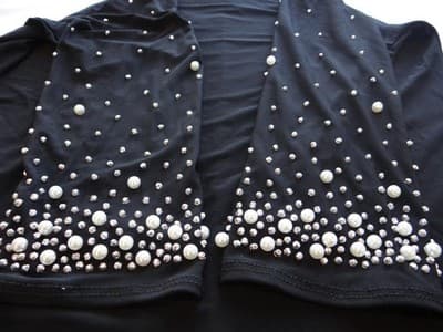 NWT Annalee and Hope Elegant Black Dress with Pearl and Rhinestone Sleeves - Thumbnail 6