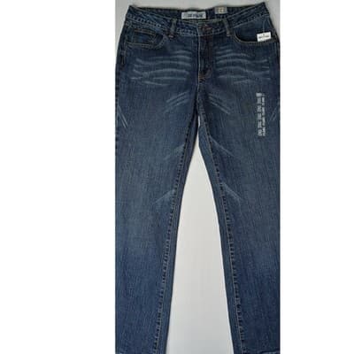 Y2K Vintage NWT Faded Glory Flare Jeans Petite Size 12 Blue Denim Stretch Pants - Thumbnail 4