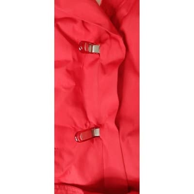 Vintage Drizzle Women's Red Hooded Belted Trench Coat Rain Jacket Size 14R - Thumbnail 8