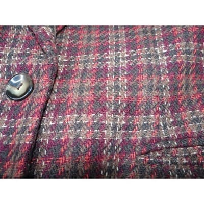 Vintage Joan Leslie Women's Plaid Blazer Jacket Sz14 Red Brown Gold Tweed Lined - Thumbnail 12