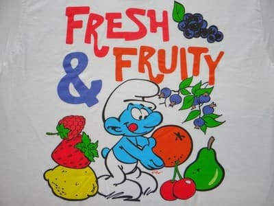 White Fresh & Fruity Smurf Graphic T-Shirt - Thumbnail 3