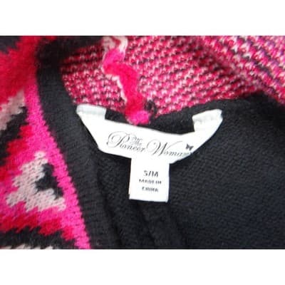The Pioneer Woman Black Geometric Aztec Open Front Cardigan Sweater S M - Thumbnail 2