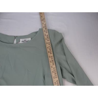 Vintage Cattiva New York Womens Mint Green Lace Trim AsymmetricalTop Sz 14 - Thumbnail 8