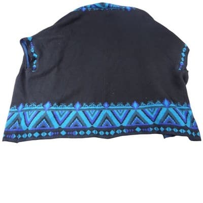 The Pioneer Woman Black Blue Geometric Print Open Front Cardigan Sweater S M - Thumbnail 4