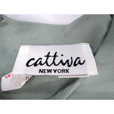 Vintage Cattiva New York Womens Mint Green Lace Trim AsymmetricalTop Sz 14 - Thumbnail 2