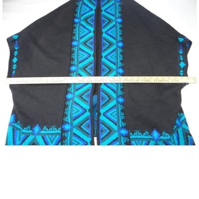 The Pioneer Woman Black Blue Geometric Print Open Front Cardigan Sweater S M - Thumbnail 5