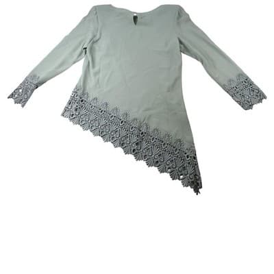 Vintage Cattiva New York Womens Mint Green Lace Trim AsymmetricalTop Sz 14 - Thumbnail 4