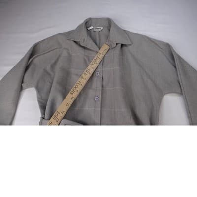 Vintage Country Miss Grey Plaid Button Front Belted Dress Women's Size 8 Wool - Thumbnail 6