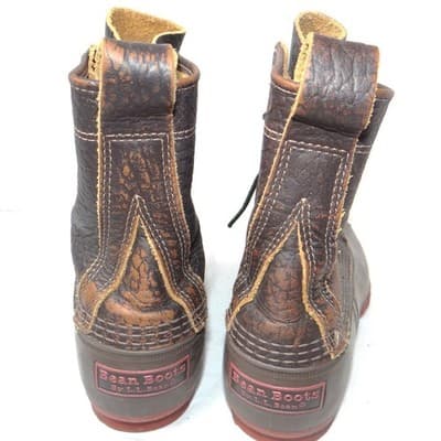 LL Bean Boots 6 Inch Bison Leather Duck Boots Brown Women's 9.5 in Made in Maine - Thumbnail 5