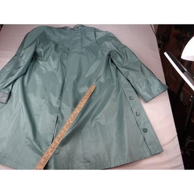 Vintage British Mist Teal Raincoat Women's Size 16 Trench Style Water Resistant - Thumbnail 12