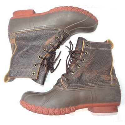 LL Bean Boots 6 Inch Bison Leather Duck Boots Brown Women's 9.5 in Made in Maine - Thumbnail 2